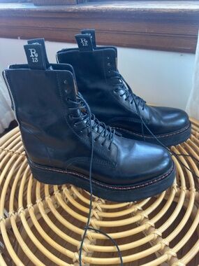 R13 platform black boots
